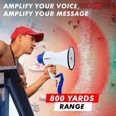 5Core 30 W Megaphone Bullhorn Recording Police Siren Horn Handheld Loudhailer