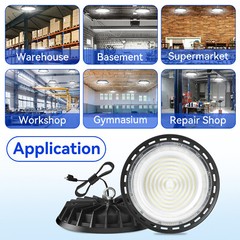 UFO High Bay LED Lights, 6000K with US Plug Commercial HighBay Lighting 8Pack