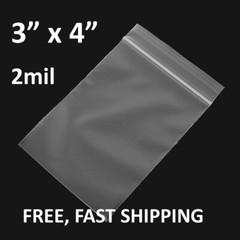 3″x 4″ Clear Reclosable Top Lock Zip Seal Bags Plastic 2 Mil Jewelry Plastic