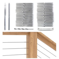 100 Pack 1/8″ Cable Railing Hardware Kit Swage Lag 1/8 Inch, Silver