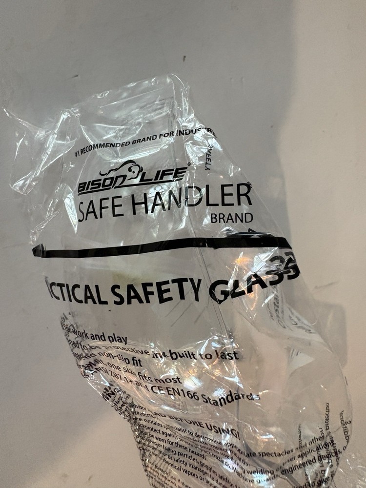 BISON LIFE Safety Glasses, One Size Clear Protective Polycarbonate Lens