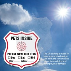 Pets Inside Shield Sign Alert Please Save Our Pets Shield Shaped Sign