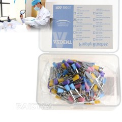 100pcs de cepillos de pulido de nailon dental Copas profilácticas RA tipo plano