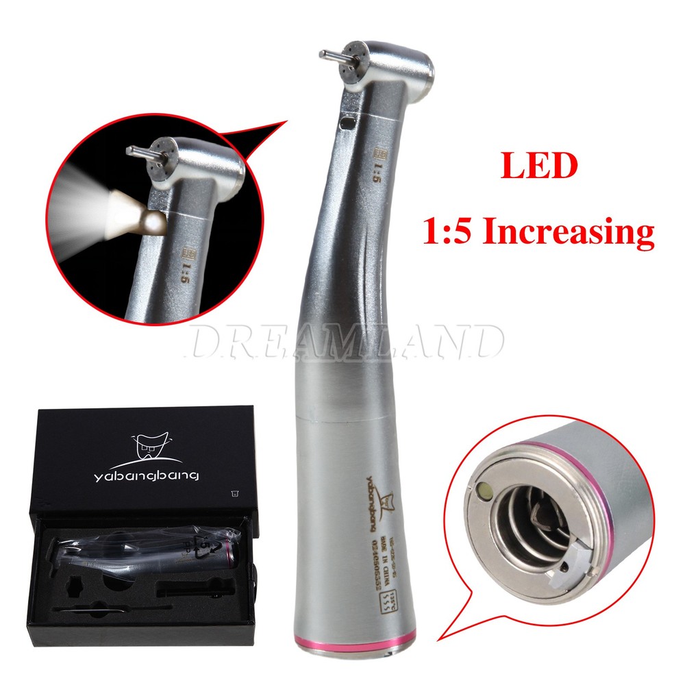 Dental Electric LED Handpiece 1:5 Increasing Fiber Optic Contra Angle