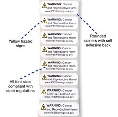 California Proposition Prop 65 Warning 2X1 Labels Rectangle 500 Glossy Stickers