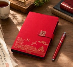 Red Eco-Leather Notebook Gift Set w/ Pen & Elegant Design