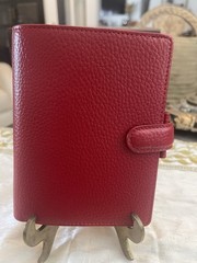 Filofax Finsbury Leather Pocket Organizer Red *Look Closely-minor tarnishing*