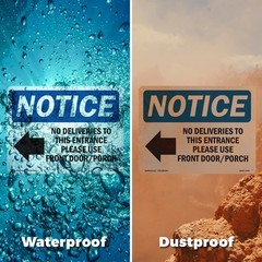 No Deliveries To This Entrance OSHA Notice Sign Metal,, Decal 5 or 10 Pack