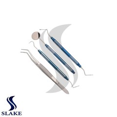 Basic Dental Set Mirror Explorer College Plier Lucas Set of 4 Instruments Blue