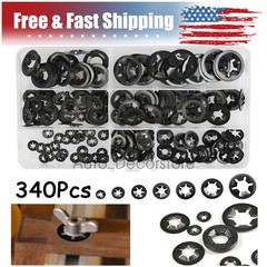 340 Pcs Internal Tooth Star Lock Spring Quick Washer Push on Speed Nut Assortmen