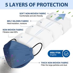 KN95 Face Masks for Adults, 50 Pack, 5~Layer Disposable Respirators