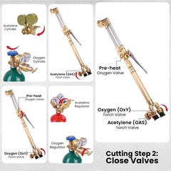 Welding Cutting Torch Kit Oxygen Acetylene Brass Torch with 4L Tanks Regulators