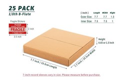 Wisaiboxl 7 Inch 45 RPM Record Mailers (NOT for 12″ LPs), 7.5 25 Pack, Brown