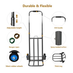 VILOBOS Heavy Duty Hand Truck Dolly Folding Moving Travel Cart Adjustable Handle