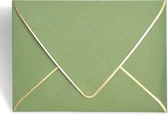 Thick Luxury Sage Green Envelopes with Gold Border – 5.25 x 7.25 Inches, 25 Pack