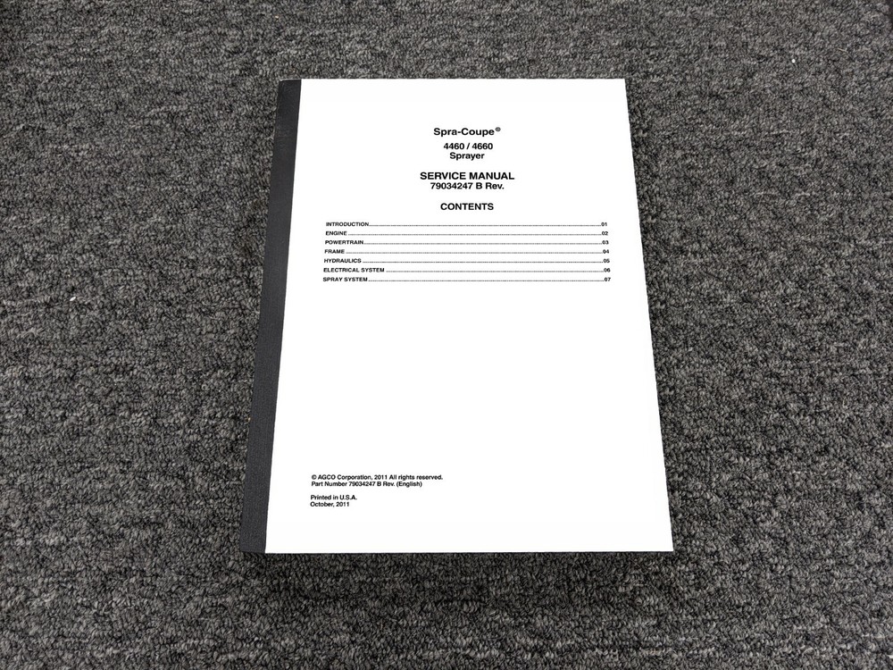 Spra-Coupe 4460 4660 Sprayer Shop Service Repair Manual 79034247B