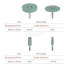 AZDENT Dental Lab Ceramic Diamond Burs HP/RA Polish Grinder Zirconia Porcelain