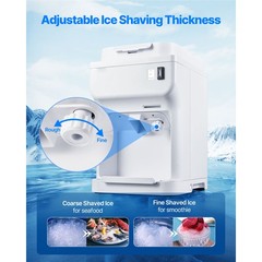 Commercial Ice Shaver 220LBS/H Electric Snow Cone Maker Ice Crusher White