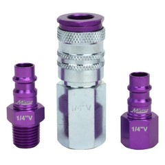 Milton ColorFit 3 Piece Purple V Style High Flow Coupler Plug Set 14 NPT