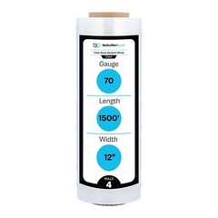 12″ x 1500FT 70 Gauge Pallet Wrap Stretch Film Shrink Hand Wrap 1500′ 4 Rolls