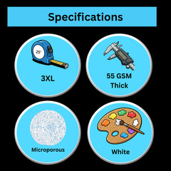 25-50 Disposable 55G Microporous Coveralls Zipper White Suit Hood Elastic Cuffs