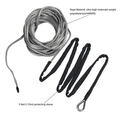 Ucreative 3/16 Inch x 50 Feet Synthetic Winch Rope 8,350LBs Line Cable with H…