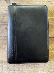 Vintage Filofax Pocket Durham Black Deluxe Leather Zip Organizer 6 Ring Planner