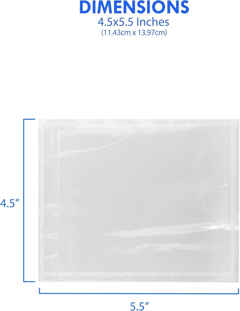 50-1000 Packing List Envelopes 4.5×5.5 7.5×5.5 6×9 Clear Self Seal Label Pouches