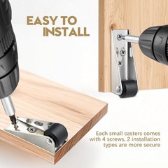 4Pcs 0.9 Low Profile Caster Wheels for Door Repair Furniture Fixed Rollers