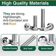 601Pcs M3 Nuts and Bolts Assortment Kit, Hex Socket Button Head Screws with L…