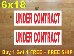 6″x18″ UNDER CONTRACT Red REAL ESTATE RIDER SIGNS Buy 1 Get 1 FREE 2 Sided