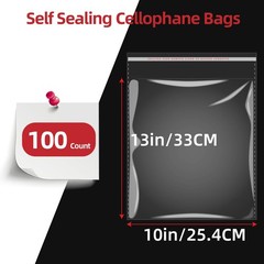 100 Count 10×13 self sealing Cellophane Bags, Resealable Clear Poly Bags for …