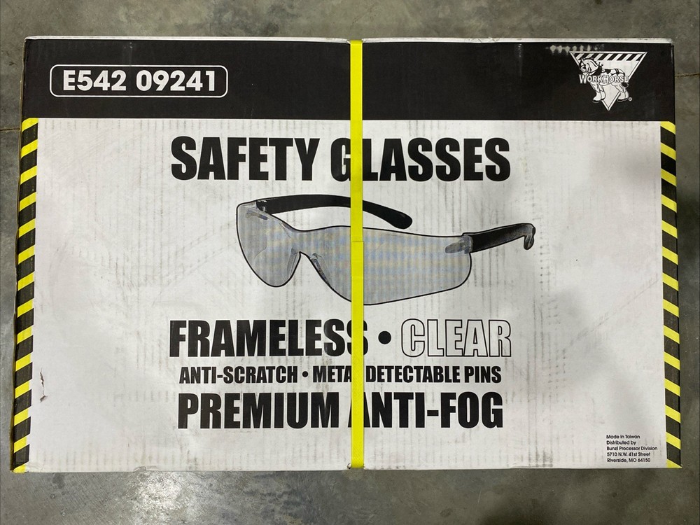 Lot of 300 E542 09241 Workhorse Safety Glasses Frameless Anti-Scratch Anti-Fog