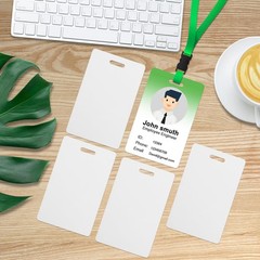 100 Pack Premium Blank PVC Cards with Slot Punch on Short 100pack, 100pack