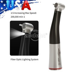 Dental 1:5 LED Fiber Optic Contra Angle Increasing Handpiece Inner 4 Spray black