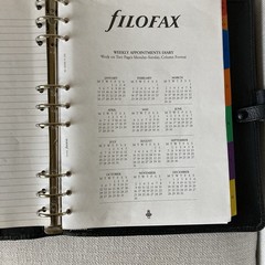 Filofax Richmond A5 Organizer Black Leather 1996 England Personal Planner Vintag
