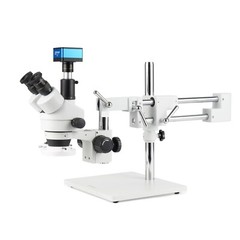 AmScope 7X-45X Trinocular Stereo Fluorescent Boom Microscope+4K 8MP HDMI Camera