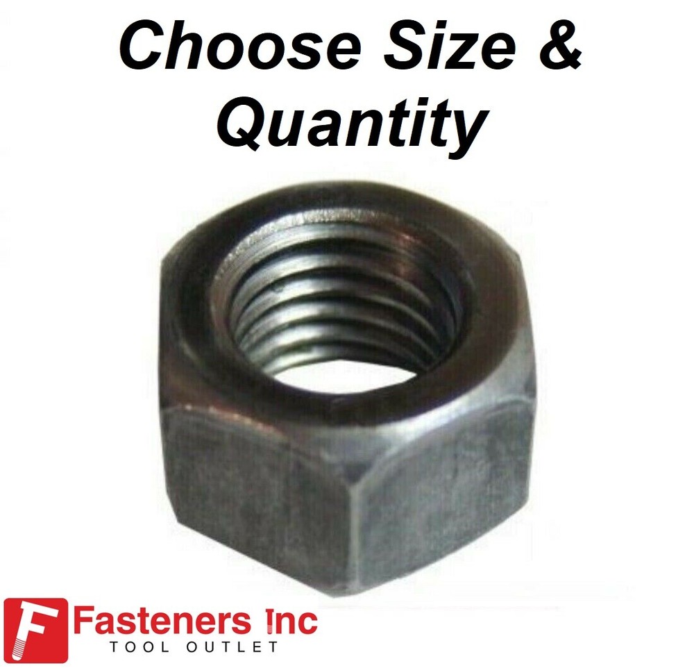 Plain Grade 2 Finished Hex Nuts Unplated Plain / Black (Choose Size & Quantity)