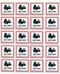 UN3481 Lithium Ion Battery Shipping Label Sticker 3 in X 4 in Price is Per Label
