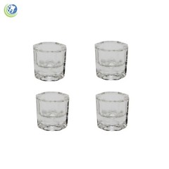 4 x GLASS DAPPEN DISH – CLEAR ACRYLIC LIQUID HOLDER CONTAINER DENTAL COSMETOLOGY