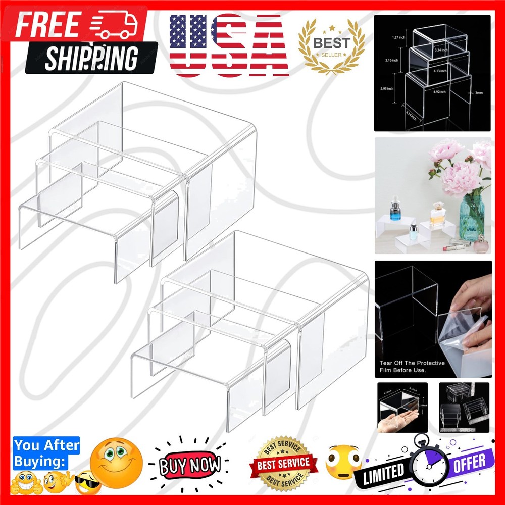 2 Sets Acrylic Display Risers, Product Stand, Jewelry Display Riser Shelf Sho…