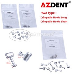AZDENT Dental Orthodontic Crimpable Hooks Long Short type Elastic Lined