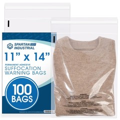 Spartan Industrial – 11” X 14” (100 Count) Self Seal Clear Poly Bags with Suf…