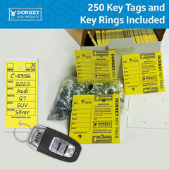 Donkey Key Tags, Laminated Self-protecting (250 Tags Per Box With Meta