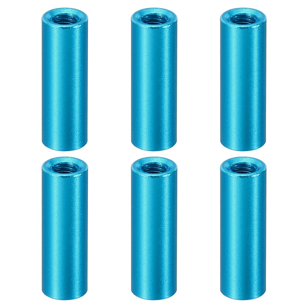 6pcs M3 Aluminum Spacers,M3 Metal Spacer 3mm ID x 5mm OD x 15mm L Threaded,Blue