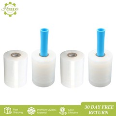 4 Pack Mini Clear Industrial Stretch Wrap Film 5″ × 1000ft with Handle, 80 Gauge