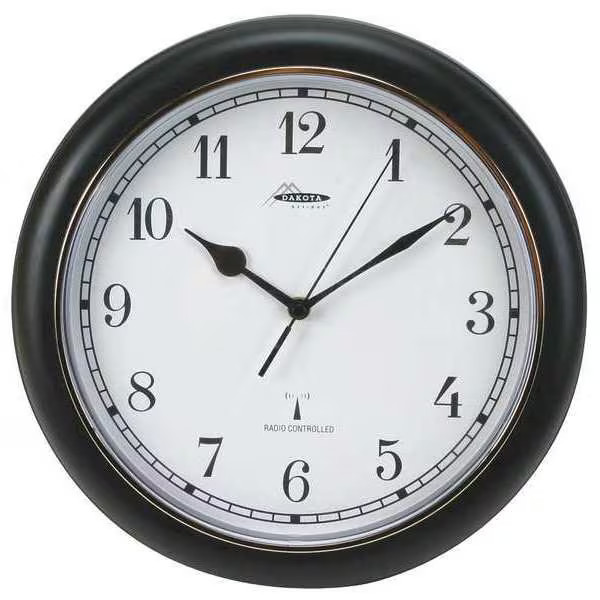 Manufacturer Varies 12-1/8″ Analog Quartz Atomic Wall Clock, Black 2CJA3