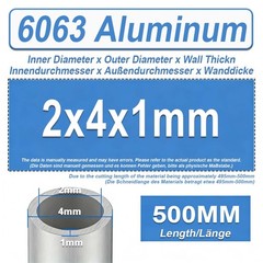 Aluminium Round Tube Pipe 1/1.5/2/2.5/3/4/4.5mm~10mm Wall Thickness 500mm Length