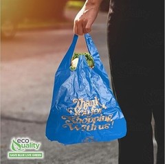 12×6.5×22 Inches Blue Plastic Shopping Bags for Grocery Takeout Retail 320 Pcs