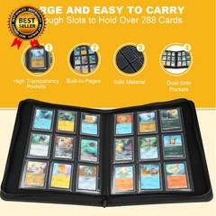 Toploader Binder, Holds 288 Toploaders, 9 Pocket Top Loader Binders with Sleeves
